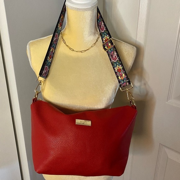BCBG Handbags - BCBG Bag with Floral Guitar Strap